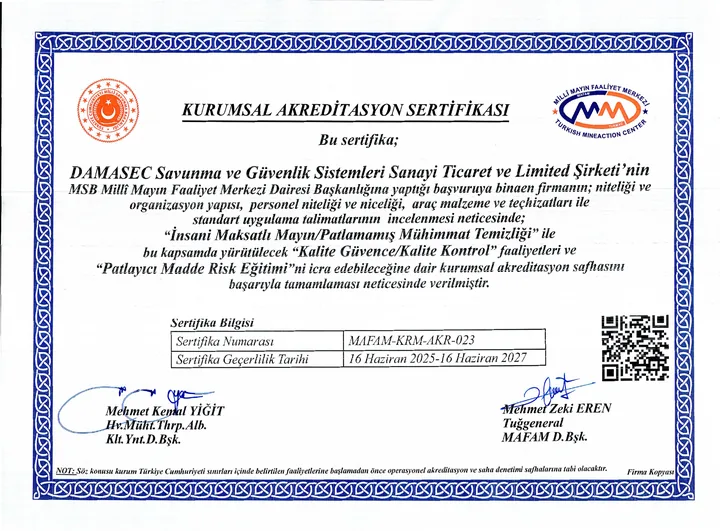 MSB MAFAM — Kurumsal Akreditasyon Sertifikası